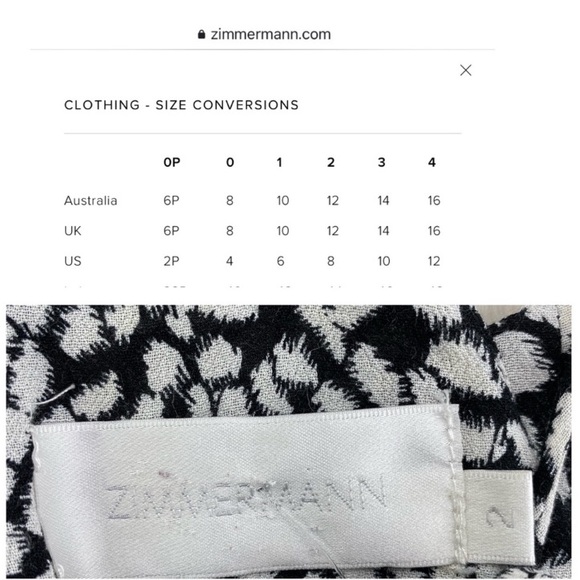 🌺 ZIMMERMAN 🌺 2 Zimmerman =US 4-6 NWOT 🌺Beautiful black & White pattern 🌺 - Picture 16 of 16